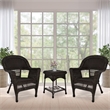 Jeco 3 Piece Resin Wicker Patio Conversation Set in Espresso
