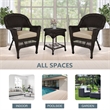 Jeco 3 Piece Wicker Conversation Set in Espresso with Tan Cushions