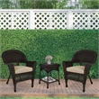 Jeco 3 Piece Wicker Conversation Set in Espresso with Tan Cushions