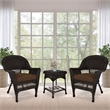 Jeco 3 Piece Wicker Conversation Set in Espresso with Brown Cushions