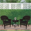 Jeco 3 Piece Wicker Conversation Set in Espresso with Black Cushions