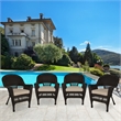 Jeco Wicker Chair in Espresso with Tan Cushion (Set of 4)