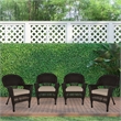 Jeco Wicker Chair in Espresso with Tan Cushion (Set of 4)