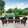 Jeco Wicker Chair in Espresso with Red Cushion (Set of 4)