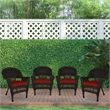 Jeco Wicker Chair in Espresso with Red Cushion (Set of 4)
