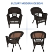 Jeco Wicker Chair in Espresso with Tan Cushion (Set of 2)