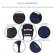 Jeco Wicker Chair in Espresso with Blue Cushion (Set of 2)