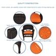Jeco Wicker Chair in Espresso with Orange Cushion (Set of 2)