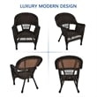 Jeco Wicker Chair in Espresso with Orange Cushion (Set of 2)