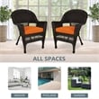 Jeco Wicker Chair in Espresso with Orange Cushion (Set of 2)