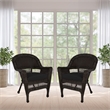 Jeco Wicker Chair in Espresso with Black Cushion (Set of 2)