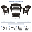 Jeco 4 Piece Resin Wicker Modern Patio Sofa Set in Espresso