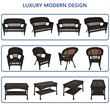 Jeco 4 Piece Resin Wicker Modern Patio Sofa Set in Espresso