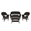 Jeco 4 Piece Resin Wicker Modern Patio Sofa Set in Espresso