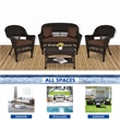 Jeco 4pc Wicker Conversation Set in Espresso with Cocoa Brown Cushions