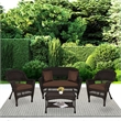 Jeco 4pc Wicker Conversation Set in Espresso with Cocoa Brown Cushions