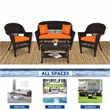 Jeco 4pc Wicker Conversation Set in Espresso with Brick Orange Cushions