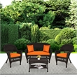 Jeco 4pc Wicker Conversation Set in Espresso with Brick Orange Cushions