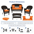 Jeco 4pc Wicker Conversation Set in Espresso with Brick Orange Cushions