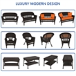 Jeco 4pc Wicker Conversation Set in Espresso with Brick Orange Cushions