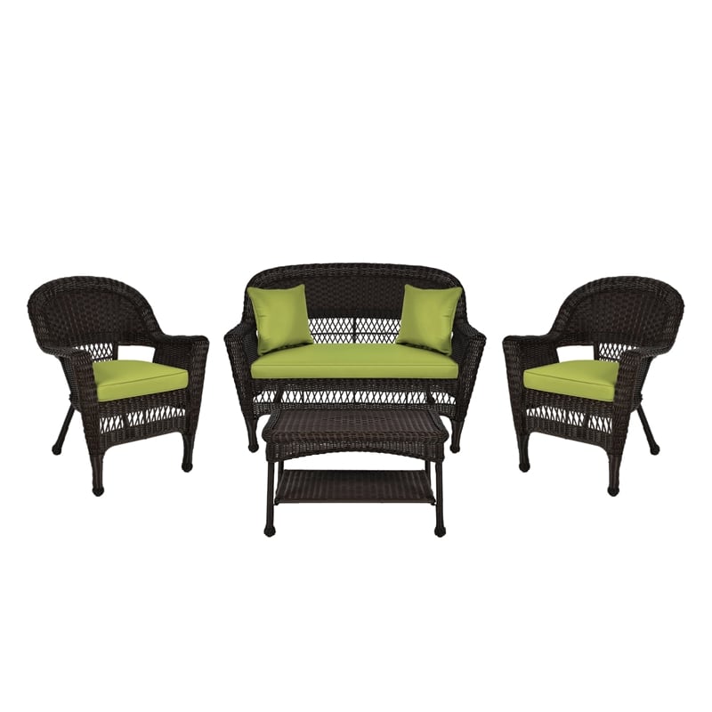 Cushions Jeco Outdoor Furniture 3pc Black Rocker Wicker Chair Set