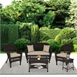 Jeco 5pc Wicker Conversation Set in Espresso with Tan Cushion