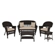 Jeco 5pc Wicker Conversation Set in Espresso with Tan Cushion