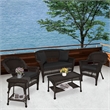 Jeco 5pc Wicker Conversation Set in Espresso with Black Cushions