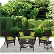 Jeco 5pc Wicker Conversation Set in Espresso with Green Cushions
