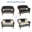Jeco Wicker Patio Love Seat and Coffee Table Set in Espresso without Cushion