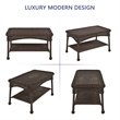 Jeco Wicker Patio Love Seat and Coffee Table Set in Espresso without Cushion