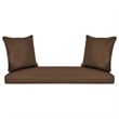 Jeco Wicker Patio Love Seat and Coffee Table Set in Espresso with Brown Cushion