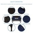 Jeco Wicker Patio Love Seat and Coffee Table Set in Espresso with Blue Cushion