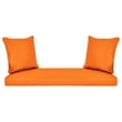 Jeco Wicker Patio Love Seat and Coffee Table Set in Espresso with Orange Cushion