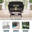 Jeco Wicker Patio Love Seat and Coffee Table Set in Espresso with Black Cushion