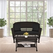 Jeco Wicker Patio Love Seat and Coffee Table Set in Espresso with Black Cushion