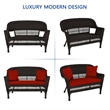 Jeco Wicker Patio Love Seat and Coffee Table Set