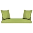 Jeco Wicker Patio Love Seat and Coffee Table Set in Espresso with Green Cushion