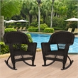 Jeco Resin Wicker Patio Rocker in Espresso (Set of 2)