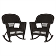 Jeco Resin Wicker Patio Rocker in Espresso (Set of 2)