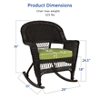 Jeco Rocker Wicker Chair in Espresso with Green Cushion (Set of 2)