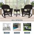 Jeco 3 Piece Resin Wicker Outdoor Patio Rocker Chair Set in Espresso