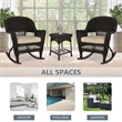 Jeco 3pc Wicker Rocker Chair Set in Espresso with Tan Cushion