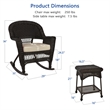 Jeco 3pc Wicker Rocker Chair Set in Espresso with Tan Cushion
