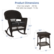 Jeco 3pc Wicker Rocker Chair Set in Espresso with Black Cushion