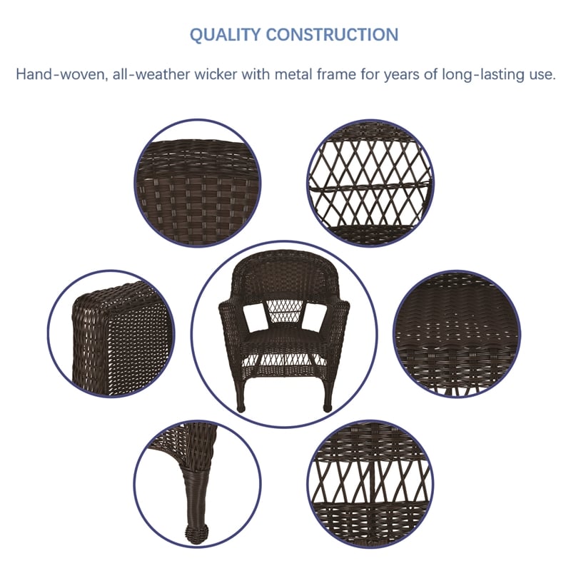 Jeco 5 Piece Wicker Patio Dining Set in Espresso