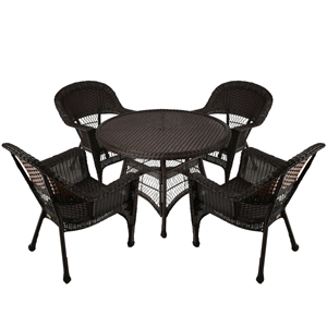 Jeco 5 Piece Wicker Patio Dining Set in Espresso