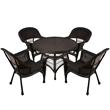 Jeco 5 Piece Wicker Patio Dining Set in Espresso