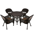 Jeco 5 Piece Wicker Patio Dining Set in Espresso and Brown
