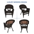 Jeco 5 Piece Wicker Patio Dining Set in Espresso and Orange
